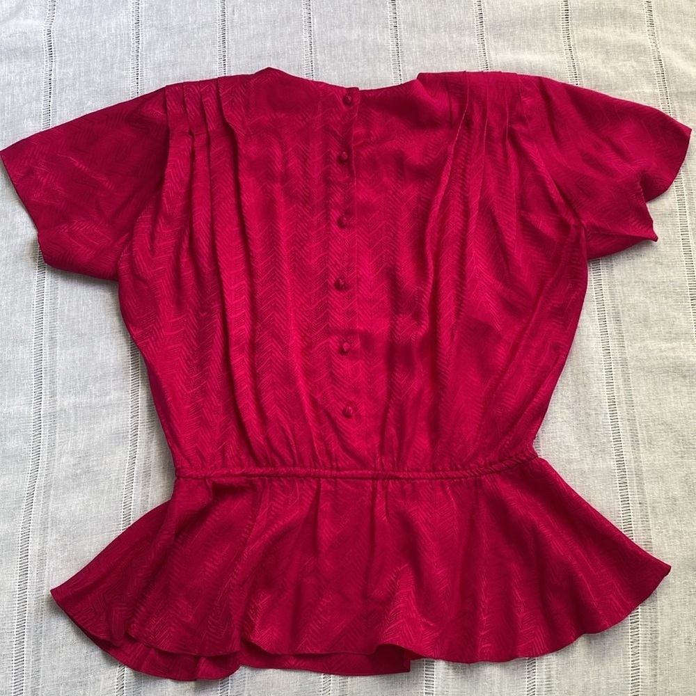 Apostrophe Fuchsia Short-Sleeve Peplum Top - Picture 6 of 11